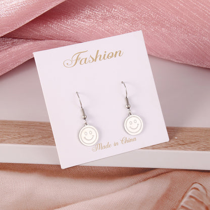 1 Pair Fashion Portrait Polishing Stainless Steel Drop Earrings