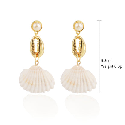 Fashion Shell Shell Inlaid Shell Artificial Pearls Women's Earrings 1 Pair