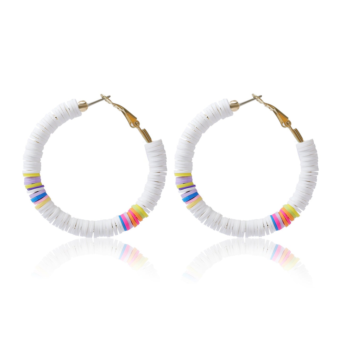 1 Pair Fashion Circle Soft Clay Beaded Women's Earrings