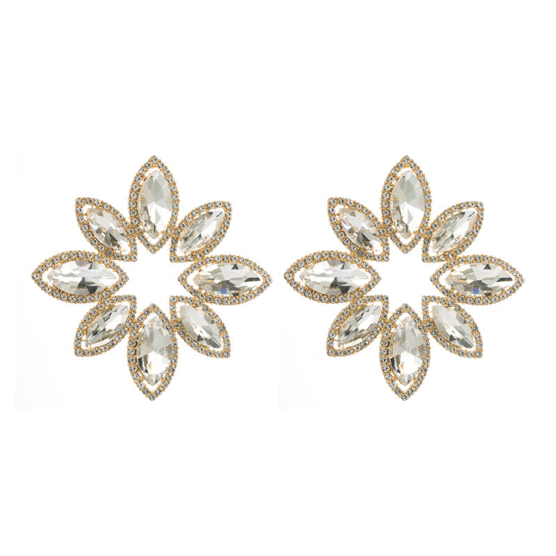 Fashion Flower Alloy Rhinestone Glass Women's Ear Studs 1 Pair