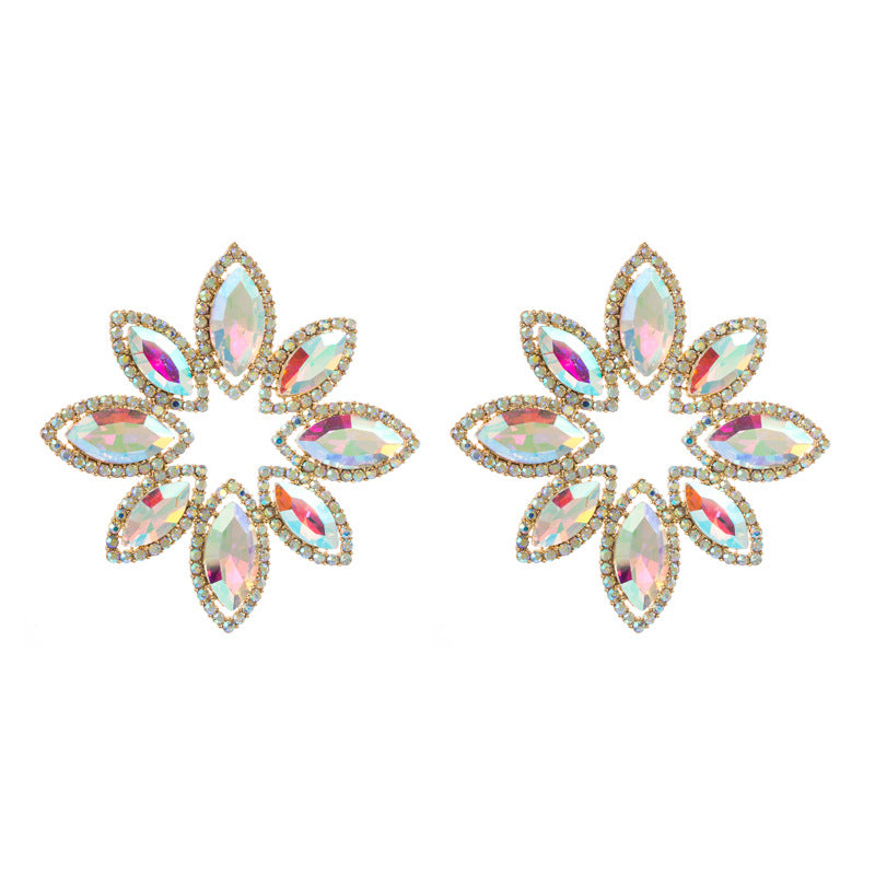 Fashion Flower Alloy Rhinestone Glass Women's Ear Studs 1 Pair