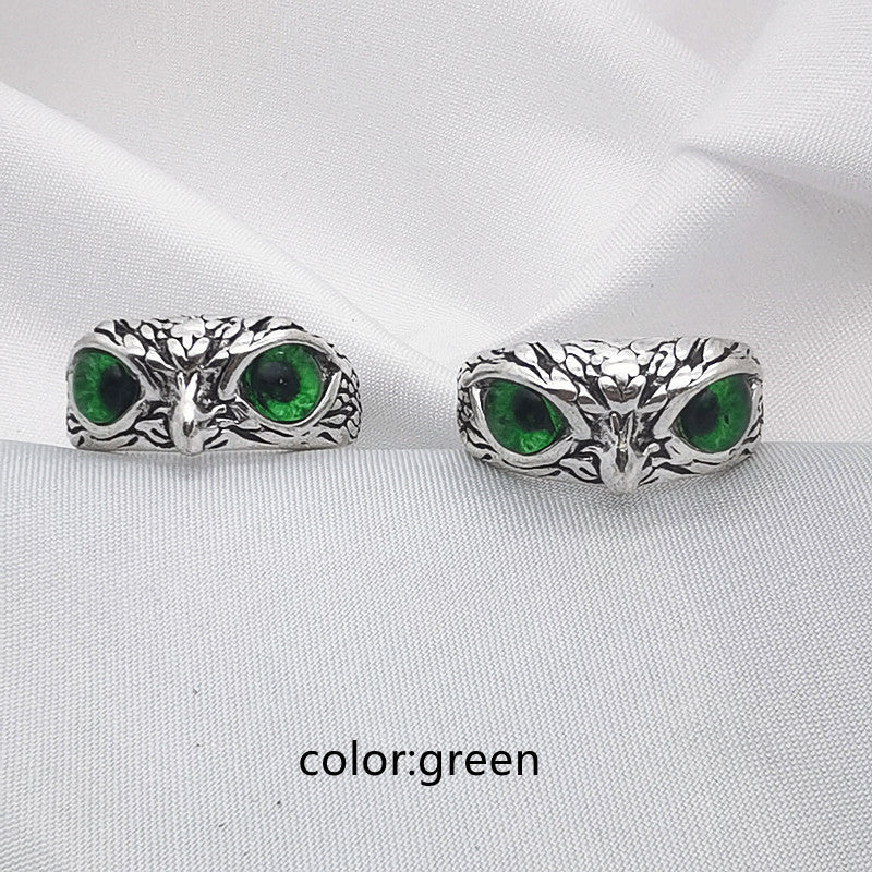 1 Piece Retro Owl Alloy Metal Inlay Artificial Gemstones Unisex Open Ring