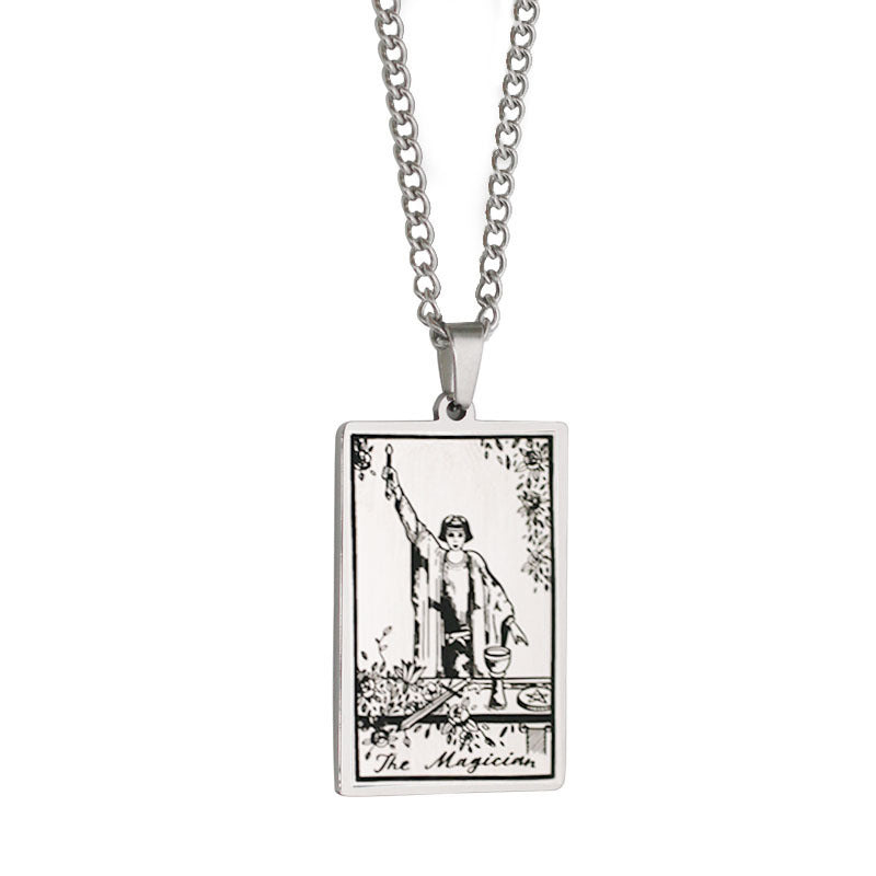 Retro Tarot Stainless Steel Titanium Steel Plating Necklace