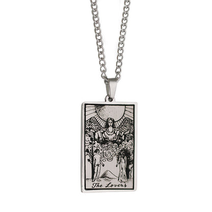 Retro Tarot Stainless Steel Titanium Steel Plating Necklace