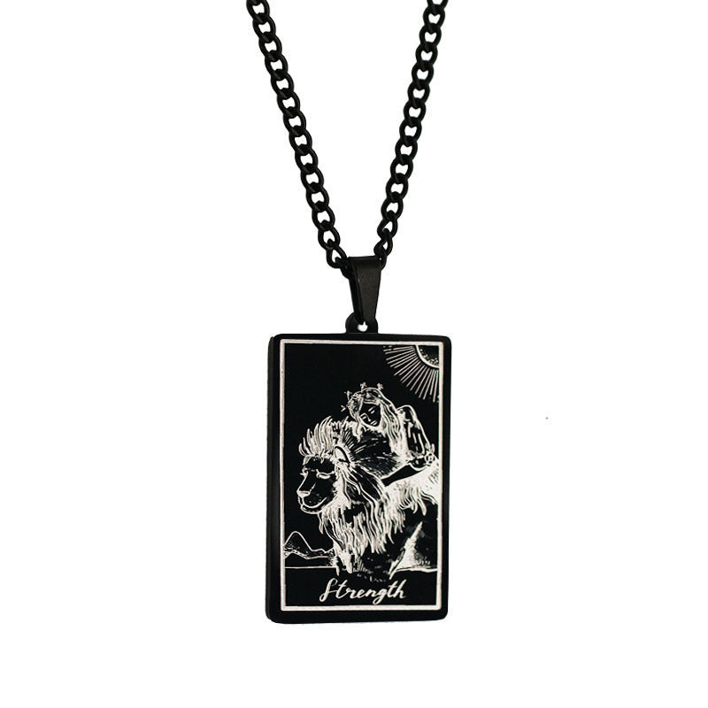 Retro Tarot Stainless Steel Titanium Steel Plating Necklace