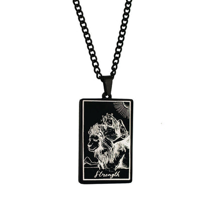 Retro Tarot Stainless Steel Titanium Steel Plating Necklace