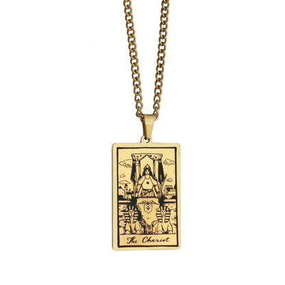 Retro Tarot Stainless Steel Titanium Steel Plating Necklace