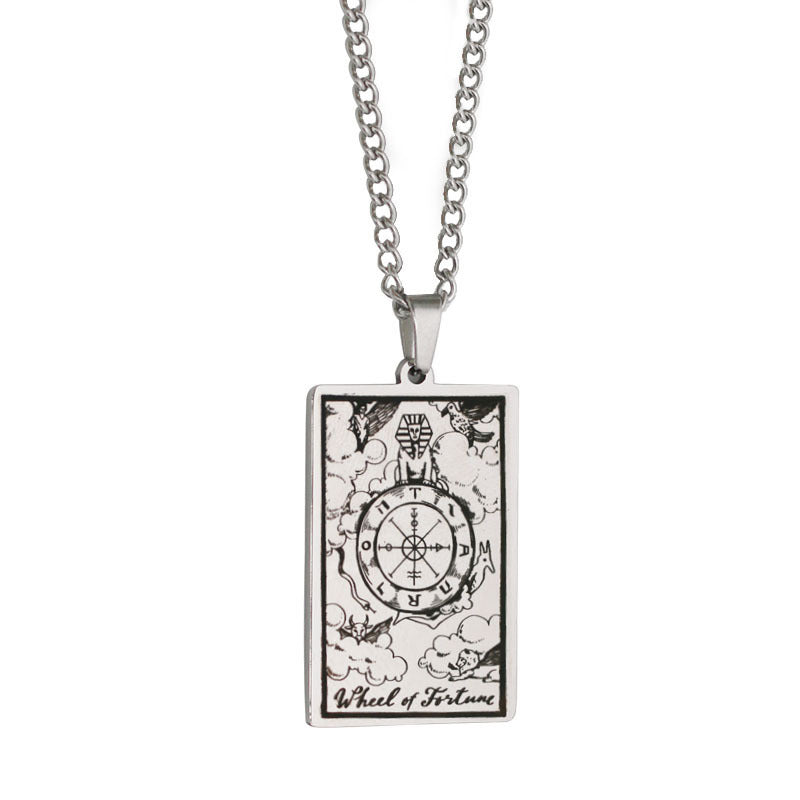 Retro Tarot Stainless Steel Titanium Steel Plating Necklace