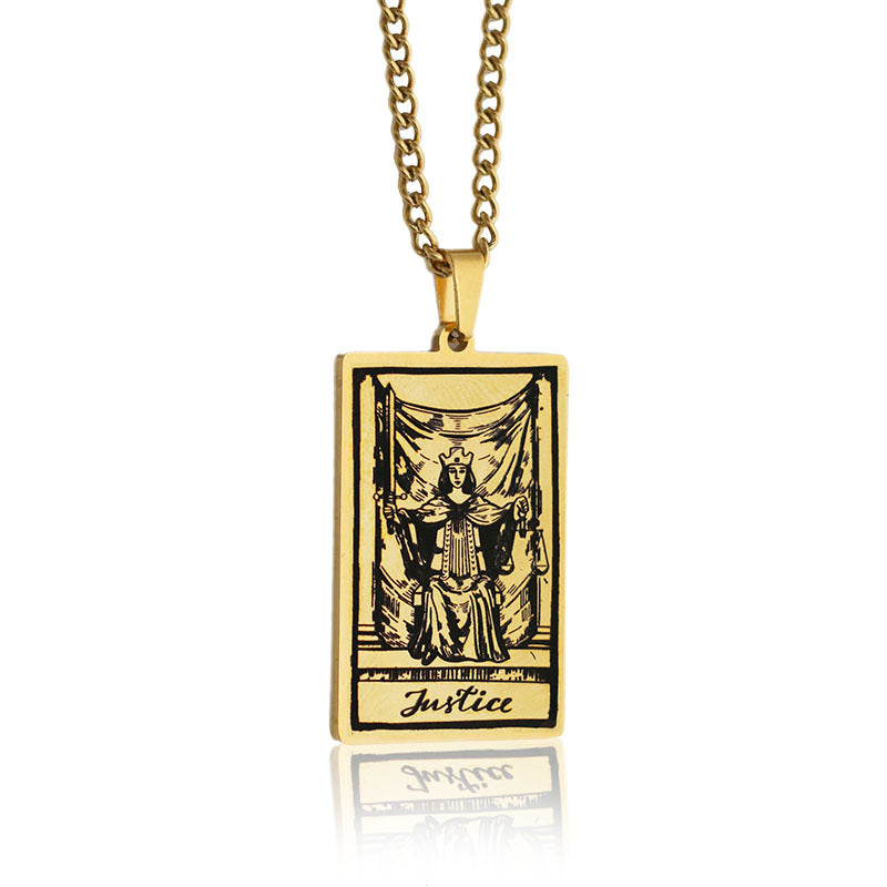 Retro Tarot Stainless Steel Titanium Steel Plating Necklace