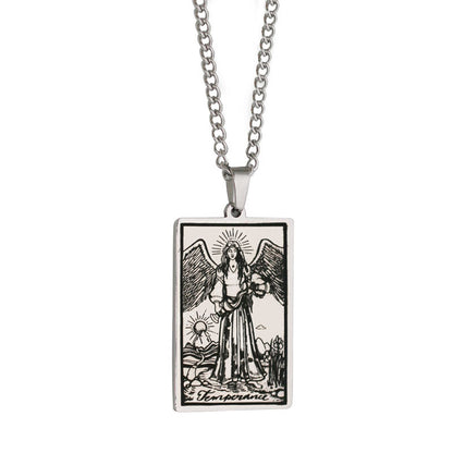 Retro Tarot Stainless Steel Titanium Steel Plating Necklace