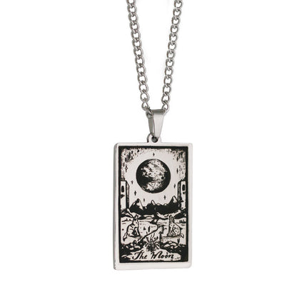 Retro Tarot Stainless Steel Titanium Steel Plating Necklace