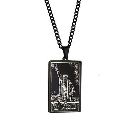 Retro Tarot Stainless Steel Titanium Steel Plating Necklace