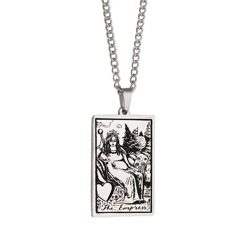 Retro Tarot Stainless Steel Titanium Steel Plating Necklace