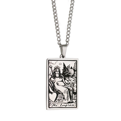 Retro Tarot Stainless Steel Titanium Steel Plating Necklace