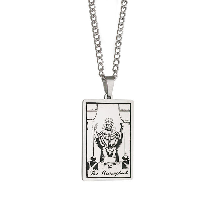 Retro Tarot Stainless Steel Titanium Steel Plating Necklace