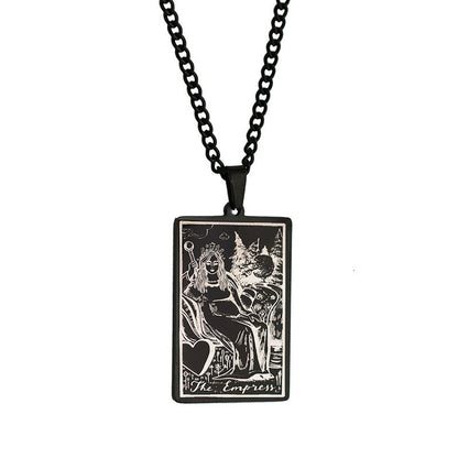 Retro Tarot Stainless Steel Titanium Steel Plating Necklace