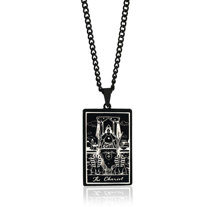 Retro Tarot Stainless Steel Titanium Steel Plating Necklace