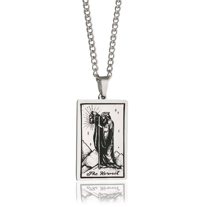 Retro Tarot Stainless Steel Titanium Steel Plating Necklace