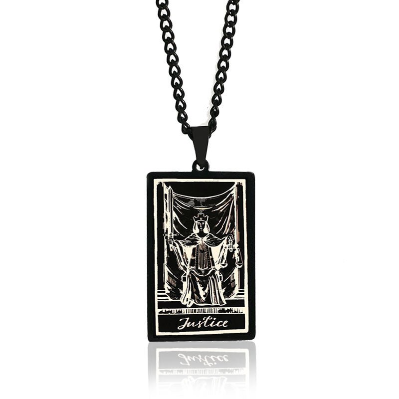 Retro Tarot Stainless Steel Titanium Steel Plating Necklace