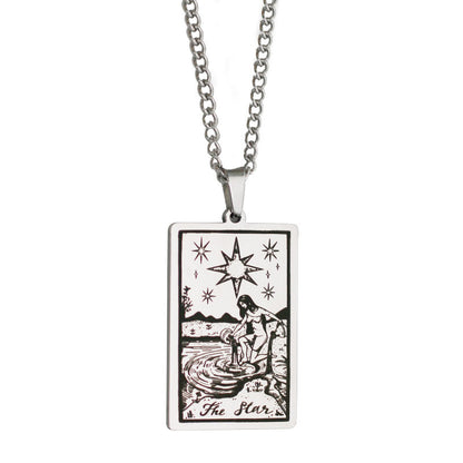 Retro Tarot Stainless Steel Titanium Steel Plating Necklace