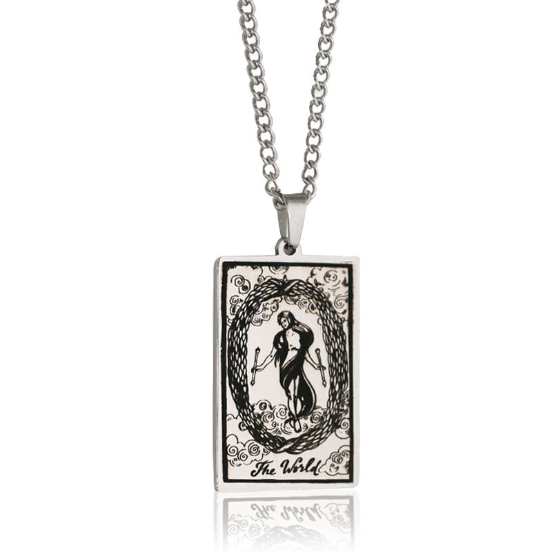 Retro Tarot Stainless Steel Titanium Steel Plating Necklace