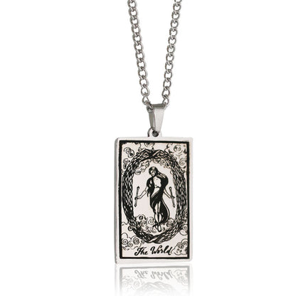 Retro Tarot Stainless Steel Titanium Steel Plating Necklace