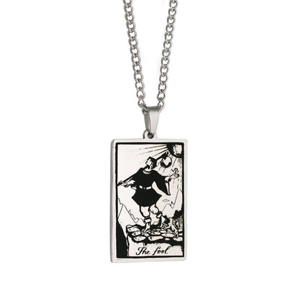 Retro Tarot Stainless Steel Titanium Steel Plating Necklace