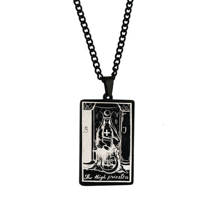 Retro Tarot Stainless Steel Titanium Steel Plating Necklace