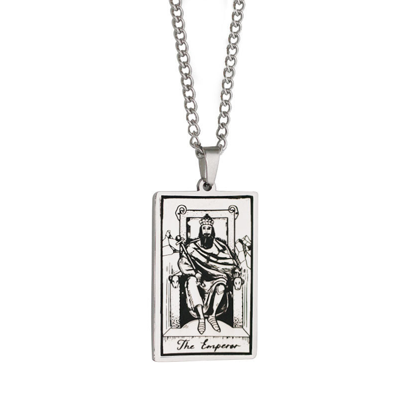 Retro Tarot Stainless Steel Titanium Steel Plating Necklace