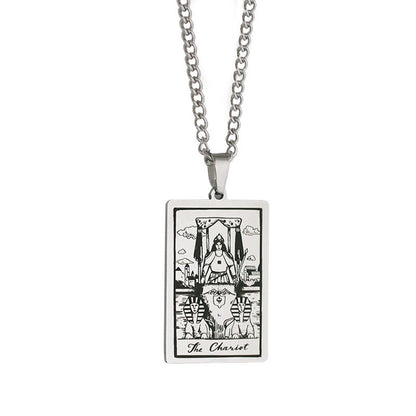 Retro Tarot Stainless Steel Titanium Steel Plating Necklace