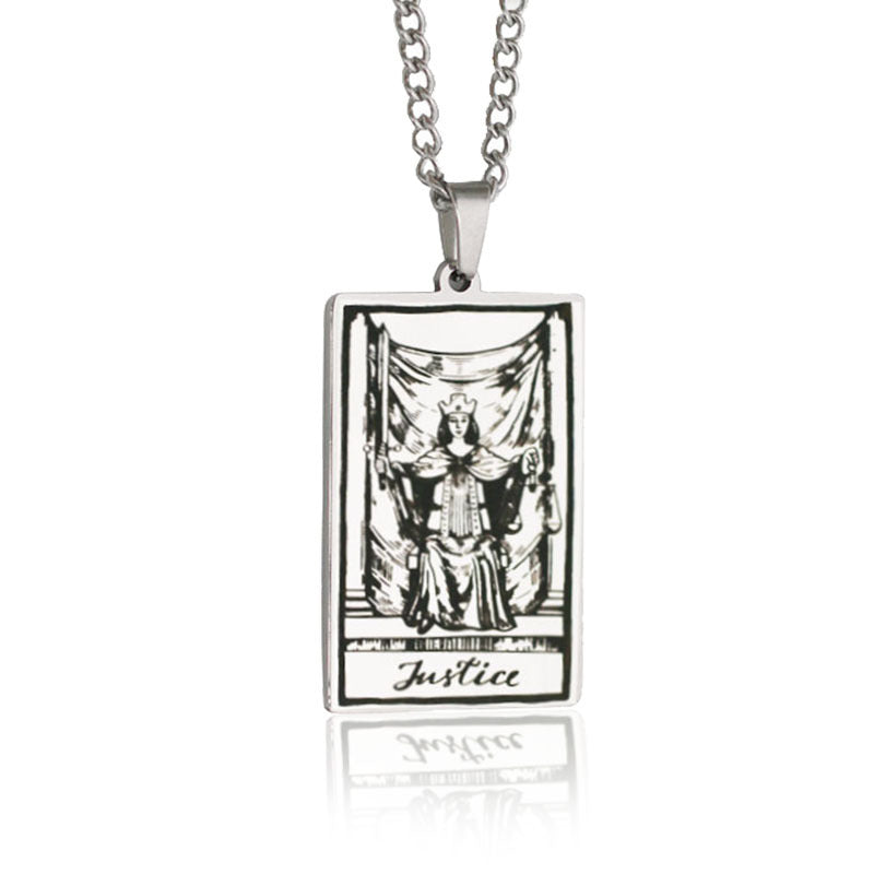 Retro Tarot Stainless Steel Titanium Steel Plating Necklace