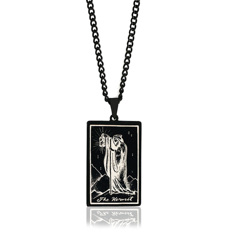 Retro Tarot Stainless Steel Titanium Steel Plating Necklace