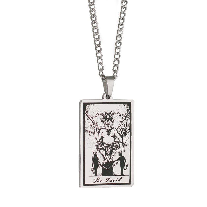 Retro Tarot Stainless Steel Titanium Steel Plating Necklace