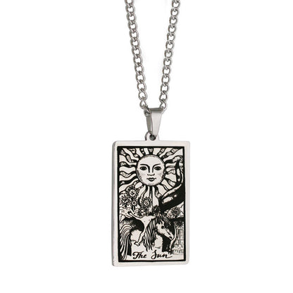 Retro Tarot Stainless Steel Titanium Steel Plating Necklace