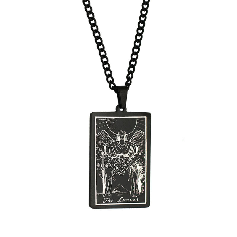 Retro Tarot Stainless Steel Titanium Steel Plating Necklace