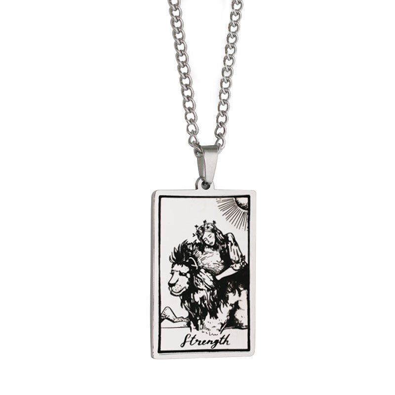 Retro Tarot Stainless Steel Titanium Steel Plating Necklace