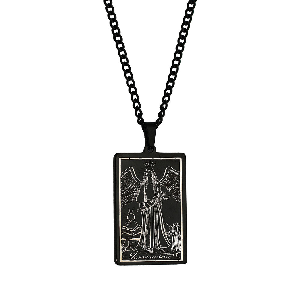 Retro Tarot Stainless Steel Titanium Steel Plating Necklace