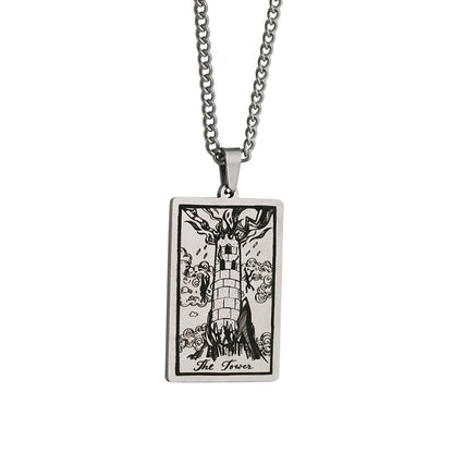 Retro Tarot Stainless Steel Titanium Steel Plating Necklace