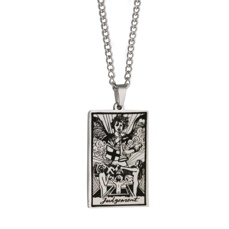 Retro Tarot Stainless Steel Titanium Steel Plating Necklace