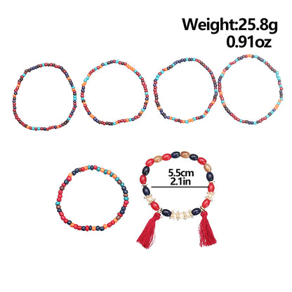Retro Multicolor Glass Beads Beaded Women's Bracelets 1 Set