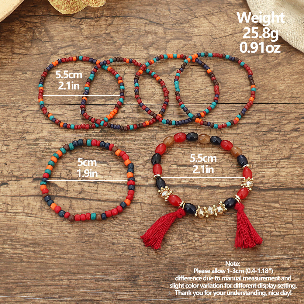 Retro Multicolor Glass Beads Beaded Women's Bracelets 1 Set