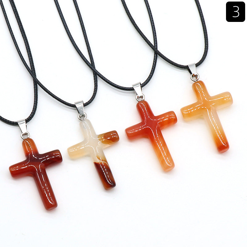 Fashion Cross Natural Stone Polishing Jewelry Accessories 1 Piece