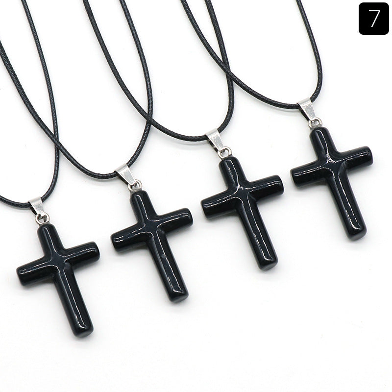 Fashion Cross Natural Stone Polishing Jewelry Accessories 1 Piece