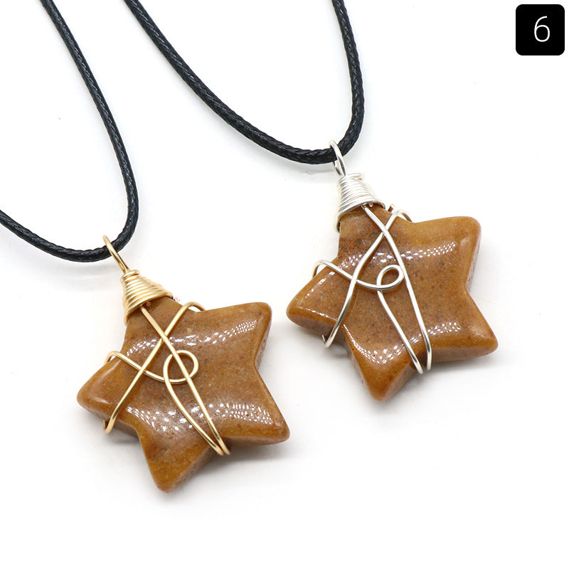 Retro Pentagram Natural Stone Jewelry Accessories 1 Piece