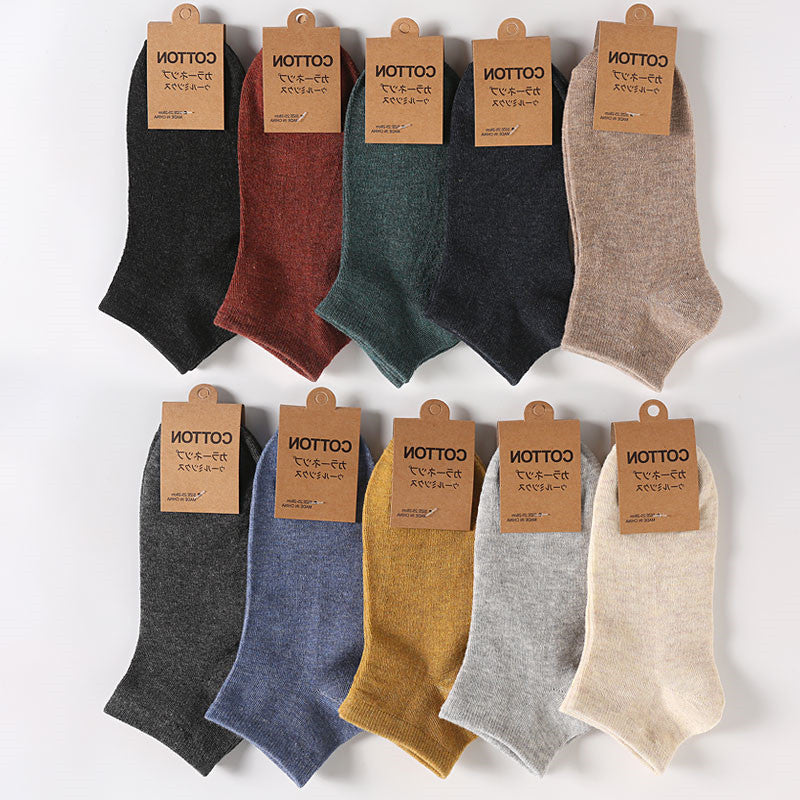 Men'S Casual Solid Color Cotton Ankle Socks