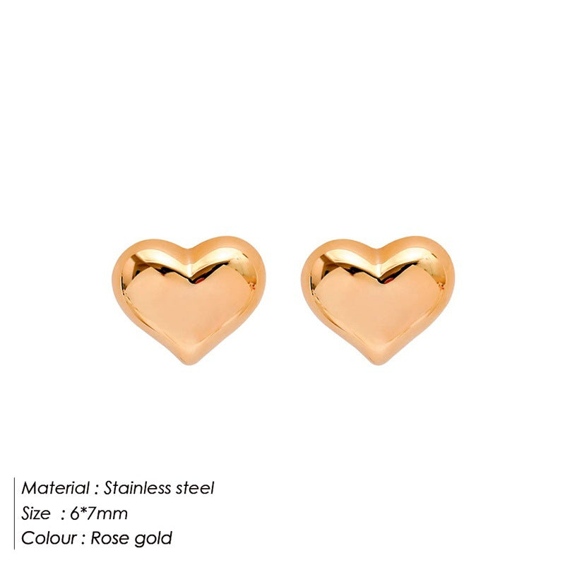 Fashion Heart Shape Stainless Steel Plating Ear Studs 1 Pair