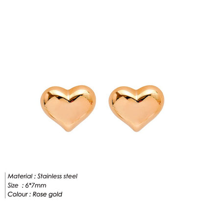 Fashion Heart Shape Stainless Steel Plating Ear Studs 1 Pair