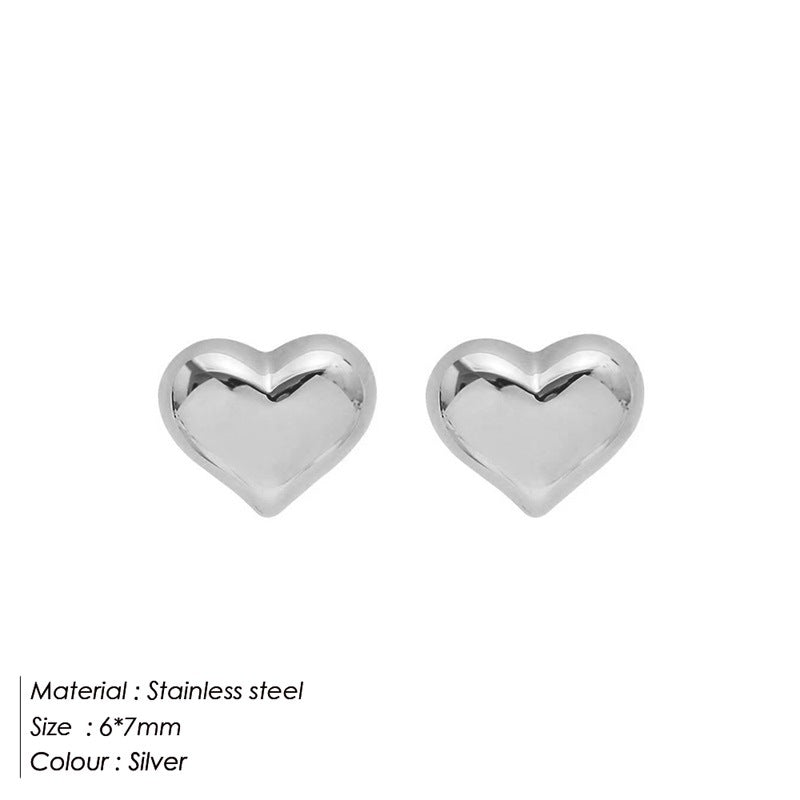 Fashion Heart Shape Stainless Steel Plating Ear Studs 1 Pair