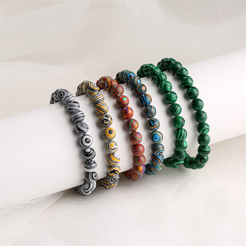 Retro Round Beaded Natural Stone Bracelets