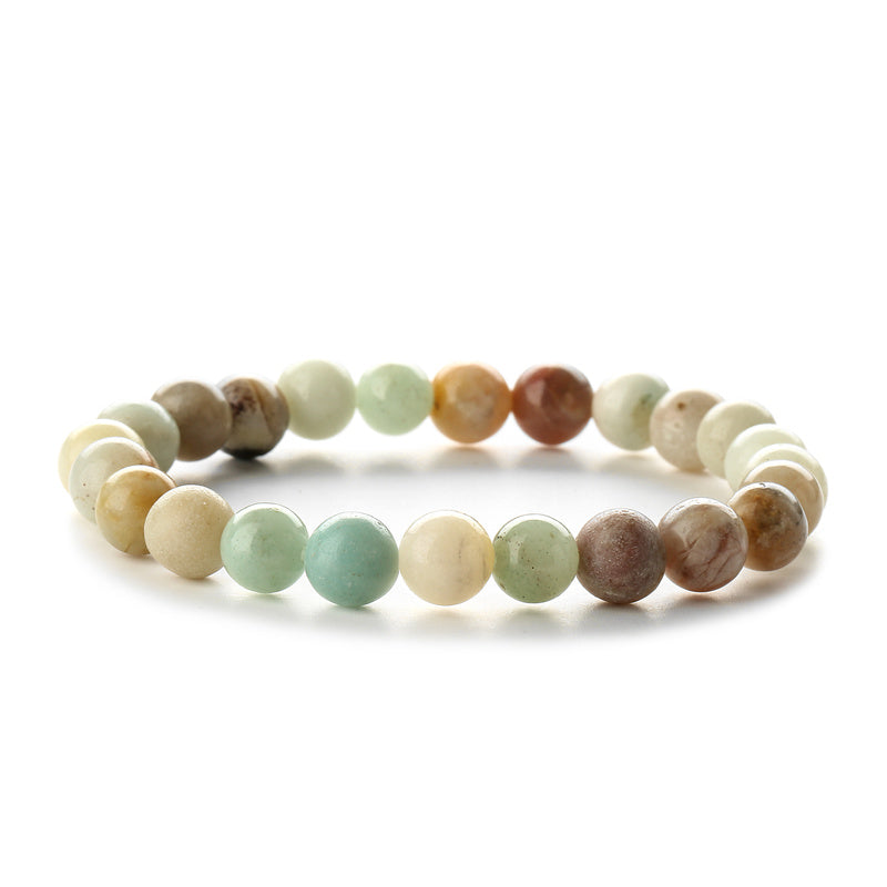 Retro Round Beaded Natural Stone Unisex Bracelets 1 Piece